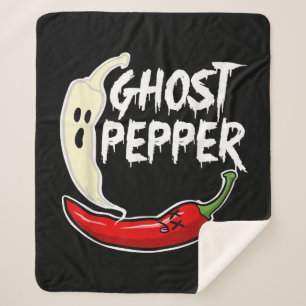Ghost Pepper Funny Spicy Hot Halloween Ghost Peppe Sherpa Blanket