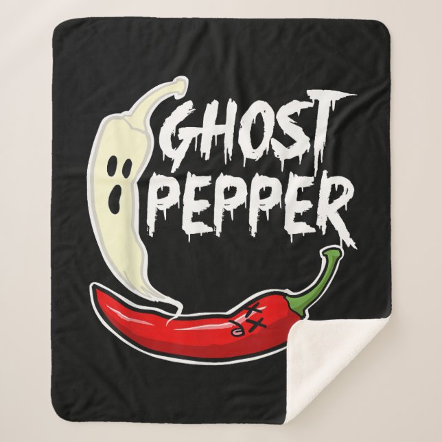 Ghost Pepper Funny Spicy Hot Halloween Ghost Peppe Sherpa Blanket (Front)