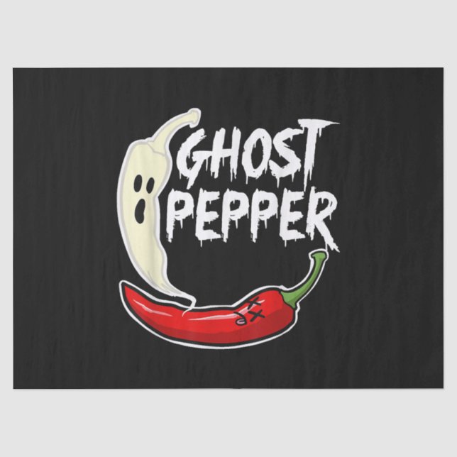 Ghost Pepper Funny Spicy Hot Halloween Ghost Peppe Tissue Paper (Front)