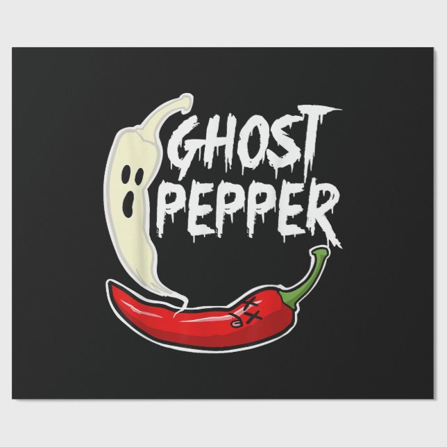 Ghost Pepper Funny Spicy Hot Halloween Ghost Peppe Wrapping Paper (Flat)