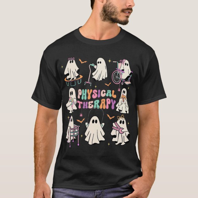 Ghost Physical Therapy Halloween Groovy  T-Shirt (Front)