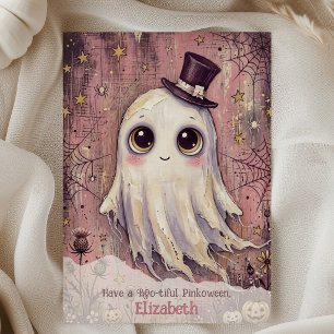 Ghost Pink Halloween Boo Greeting Pinkoween Spooky Card