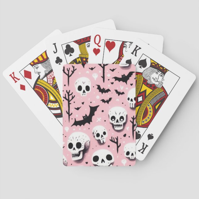 Ghost pink Helloween  Wrapping Paper Sheets Playing Cards (Back)