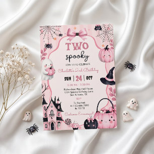Ghost Pink Pumpkin Girl 2nd Birthday Invitation