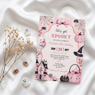 Ghost Pink Pumpkin Girl Birthday Invitation
