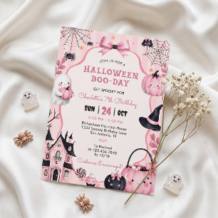 Ghost Pink Pumpkin Girl Birthday Invitation