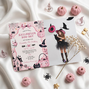 Ghost Pink Pumpkin Girl Birthday Invitation Photo