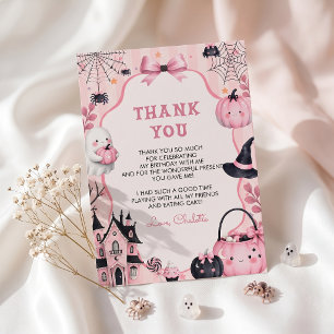 Ghost Pink Pumpkin Girl Birthday Thank You Card