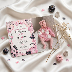 Ghost Pink Pumpkin Girl Halloween Party Invitation