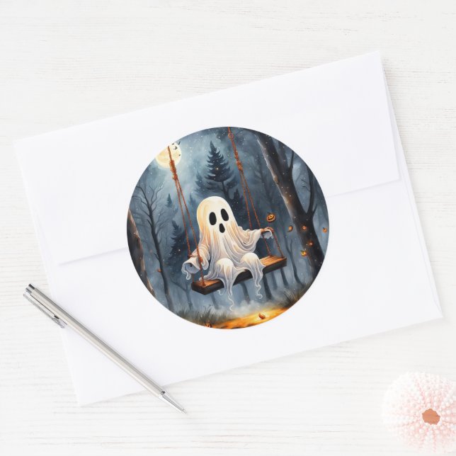 Ghost Play  Classic Round Sticker (Envelope)