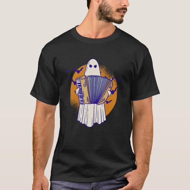 Ghost Playing Accordion - Accordionist Accordion P T-Shirt (Front)