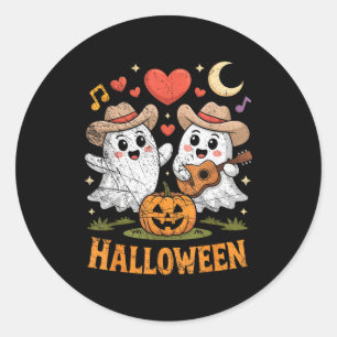 Ghost Playing Guitar For Halloween Lovers  Classic Round Sticker