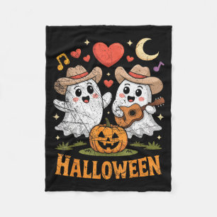 Ghost Playing Guitar For Halloween Lovers  Fleece Blanket