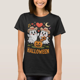 Ghost Playing Guitar For Halloween Lovers  T-Shirt