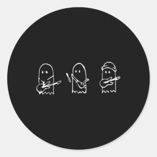 Ghost Playing Guitar Lazy Halloween Costume Fun Mu Classic Round Sticker