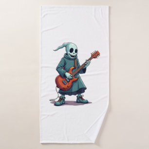 Ghost Playing Guitar � Spooky Music Halloween Tee Bath Towel