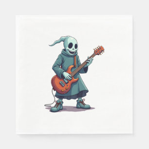 Ghost Playing Guitar – Spooky Music Halloween Tee Napkin