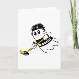 Ghost Playing Ice Hockey Halloween Costume Sports Card