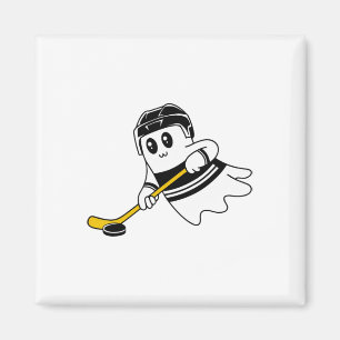 Ghost Playing Ice Hockey Halloween Costume Sports Magnet