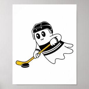 Ghost Playing Ice Hockey Halloween Costume Sports Poster