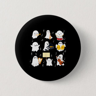 Ghost Playing Musical Instruments Halloween Music 6 Cm Round Badge
