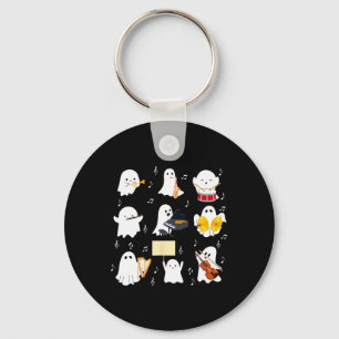 Ghost Playing Musical Instruments Halloween Music  Key Ring