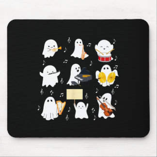 Ghost Playing Musical Instruments Halloween Music Mouse Pad