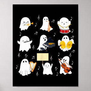 Ghost Playing Musical Instruments Halloween Music  Poster
