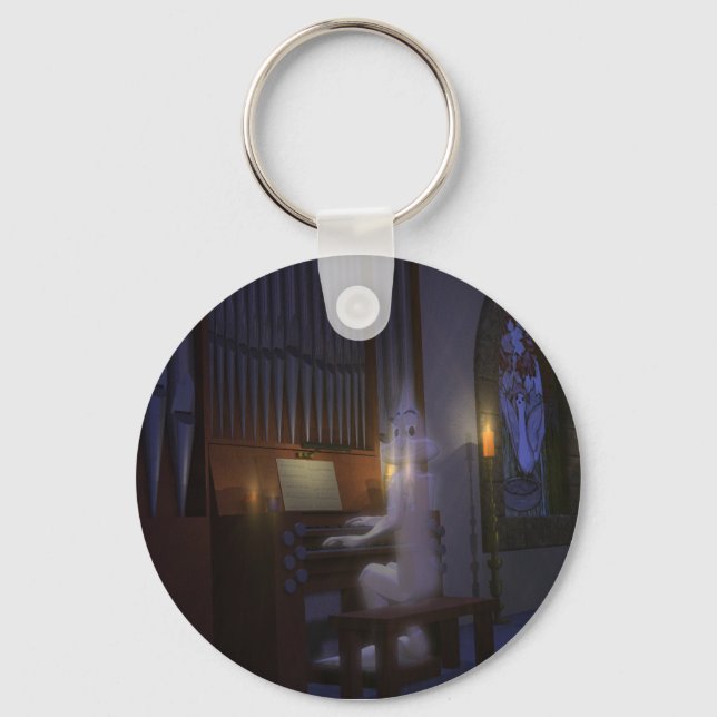 Ghost Playing Organ Keychain (Front)