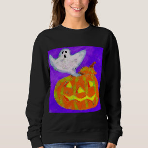 Ghost Pumpkin Abstract Halloween Art to Wear Sweatshirt