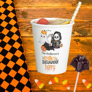 Ghost Pumpkin Grim Reaper Cute Black Cat Halloween Paper Cups