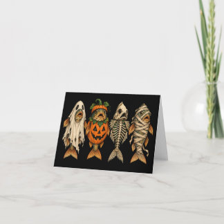 Ghost Pumpkin Skeleton Mummy Trout Funny Halloween Thank You Card
