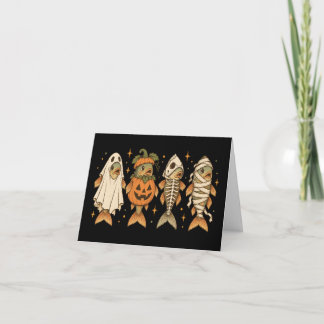 Ghost Pumpkin Skeleton Mummy Trout Funny Halloween Thank You Card
