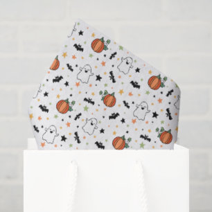 Ghost Pumpkins Bats Cute Halloween Pattern Tissue Paper