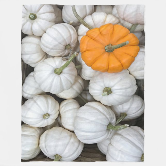 Ghost Pumpkins with a sneaky orange one Fleece Blanket (Front)