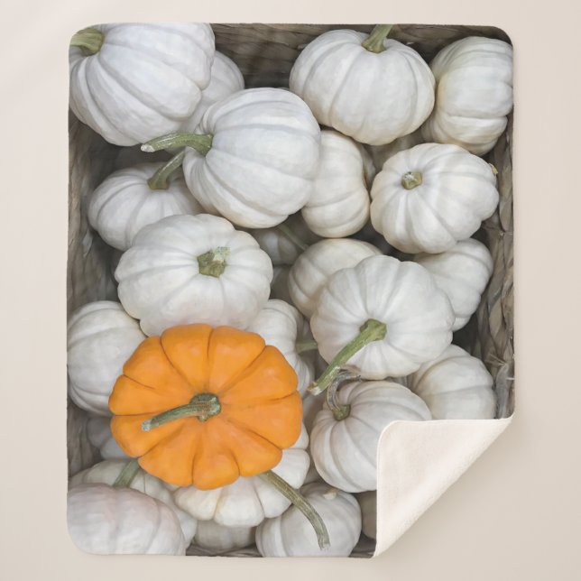 Ghost Pumpkins with a sneaky orange one Sherpa Blanket (Front)