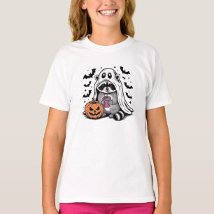 Ghost Racoon Drinking Coffee T-Shirt