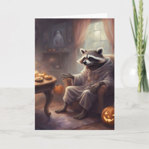 Ghost Racoon Halloween fun greeting card