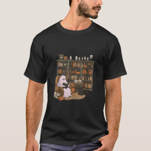 Ghost Reading Book Cat lover Halloween Reading ent T-Shirt