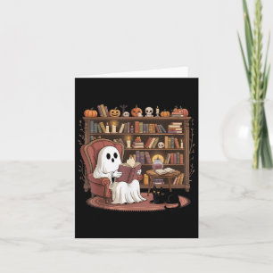 Ghost Reading Book Lovers Halloween Spooky Library Card