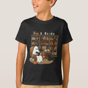 Ghost Reading Book Lovers Library Halloween Spooky T-Shirt
