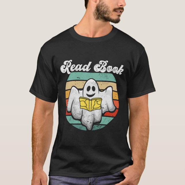 Ghost Reading Book Vintage  T-Shirt (Front)