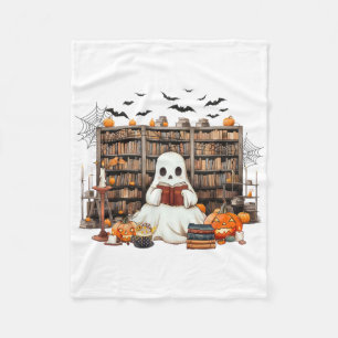 Ghost Reading Books Bookish Teacher Halloween Cost Fleece Blanket