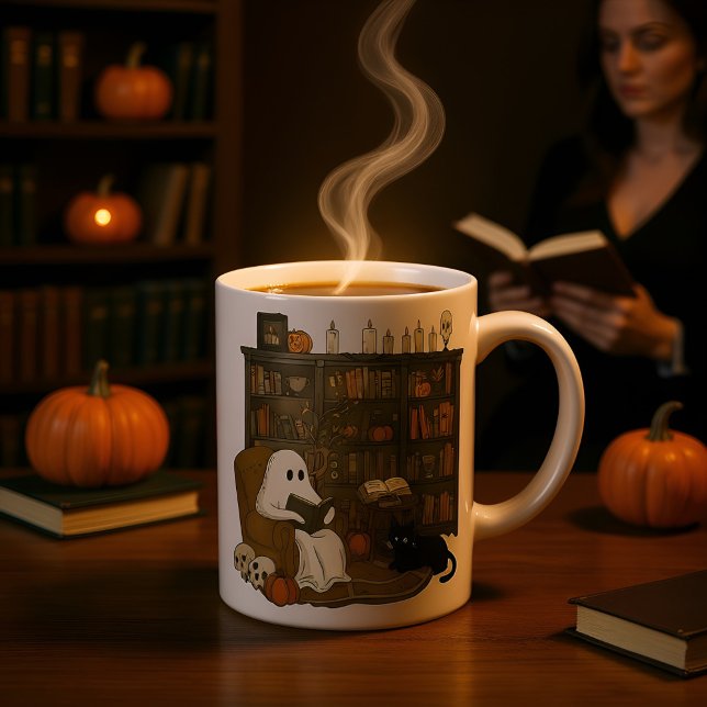 Ghost Reading Books Halloween Teacher Gift | Boo  Mug (Creator Uploaded)