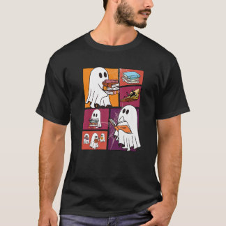 Ghost Reading Books Retro Groovy Spooky Reader Pre T-Shirt