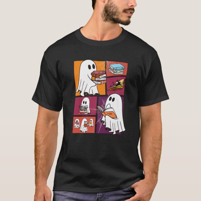 Ghost Reading Books Retro Groovy Spooky Reader Pre T-Shirt (Front)