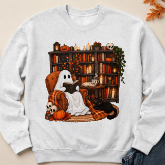 Ghost Reading Halloween Librarian Teacher Gift Sweatshirt