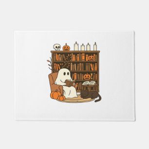 Ghost Reading in Cozy Halloween Library Classic T- Doormat