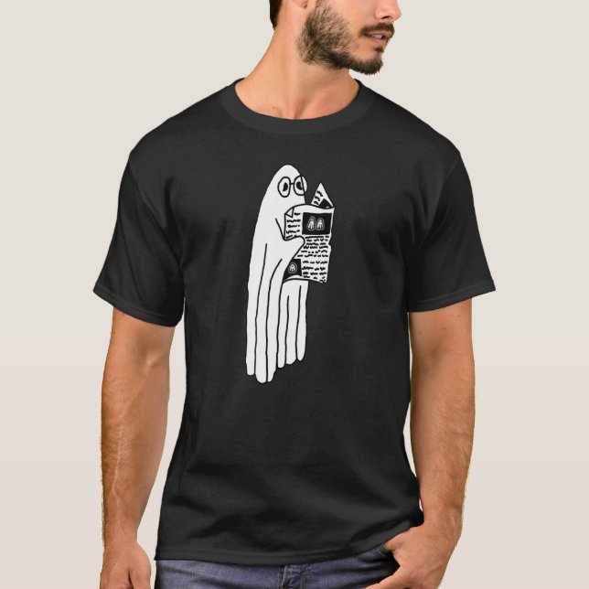 Ghost Reading Newspaper T-Shirt (Front)