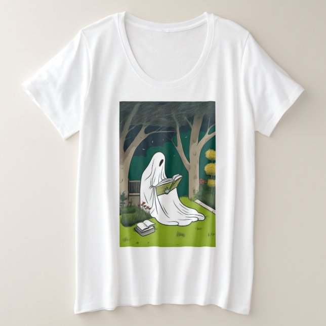 Ghost reading  plus size T-Shirt (Design Front)